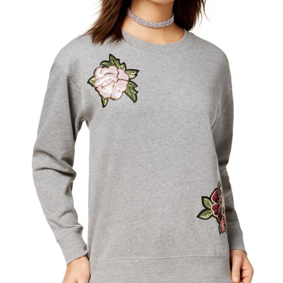 Ultra Flirt Sweatshirt Sequin Flowers - Picture 1 of 10